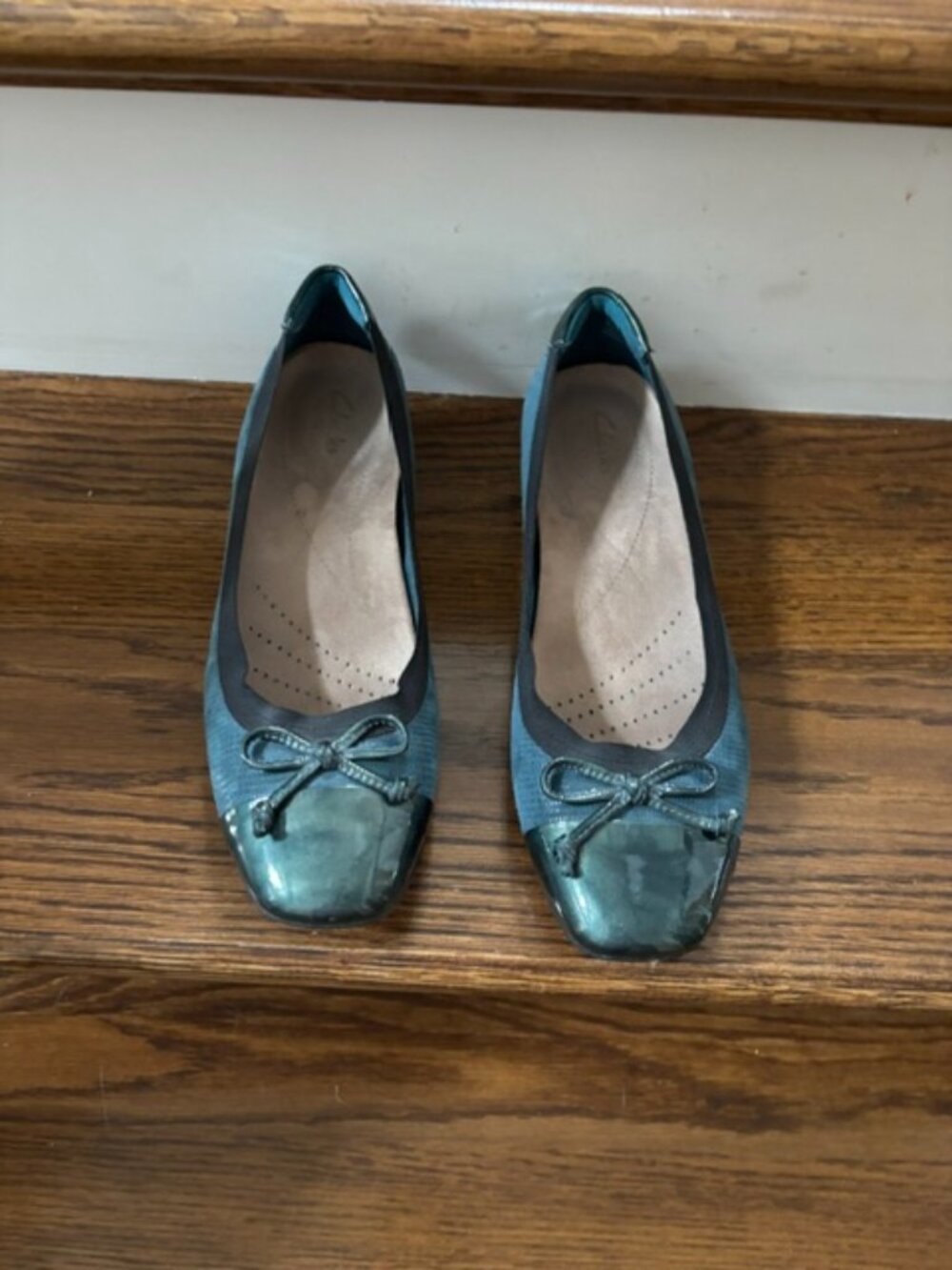 Clark's Candra Glow Teal suede leather ballet flats 7.5